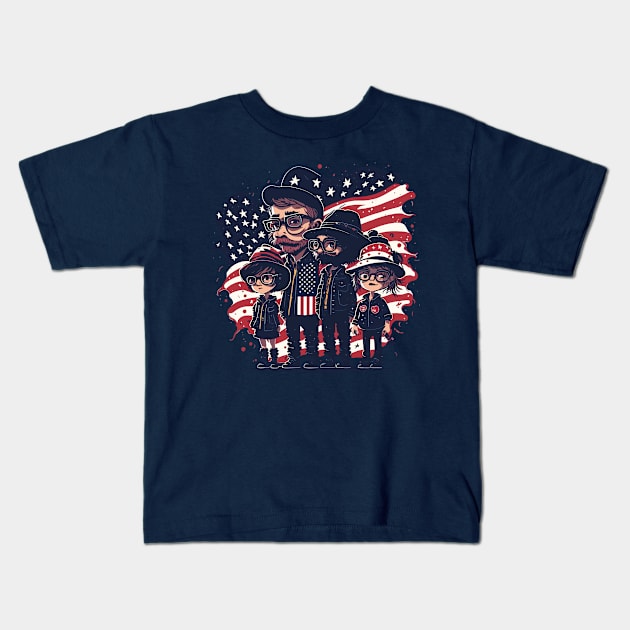 Patriotic American Family Kids T-Shirt by By_Russso